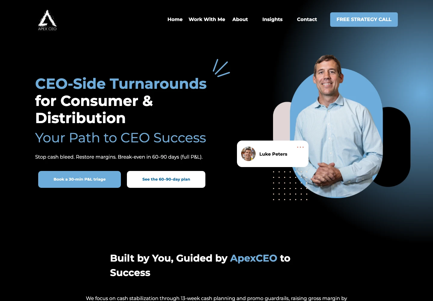 ApexCEO — Desktop website view, captured September 2026.