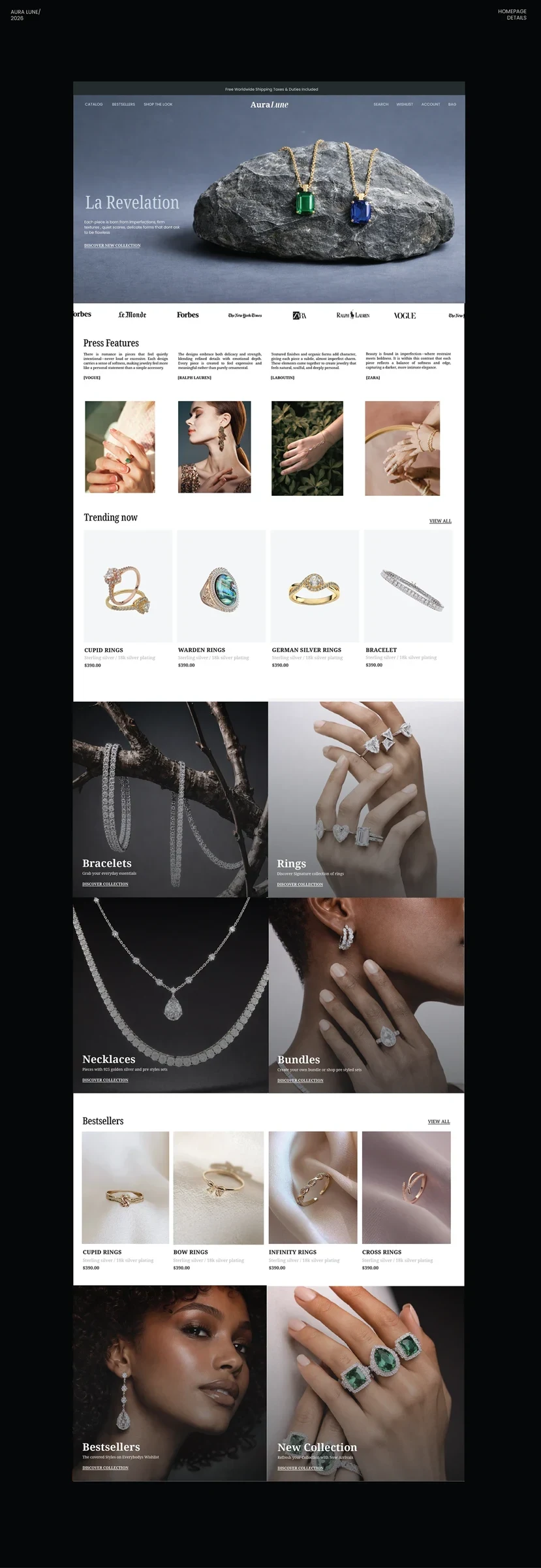 Aura Lune website design presentation 2