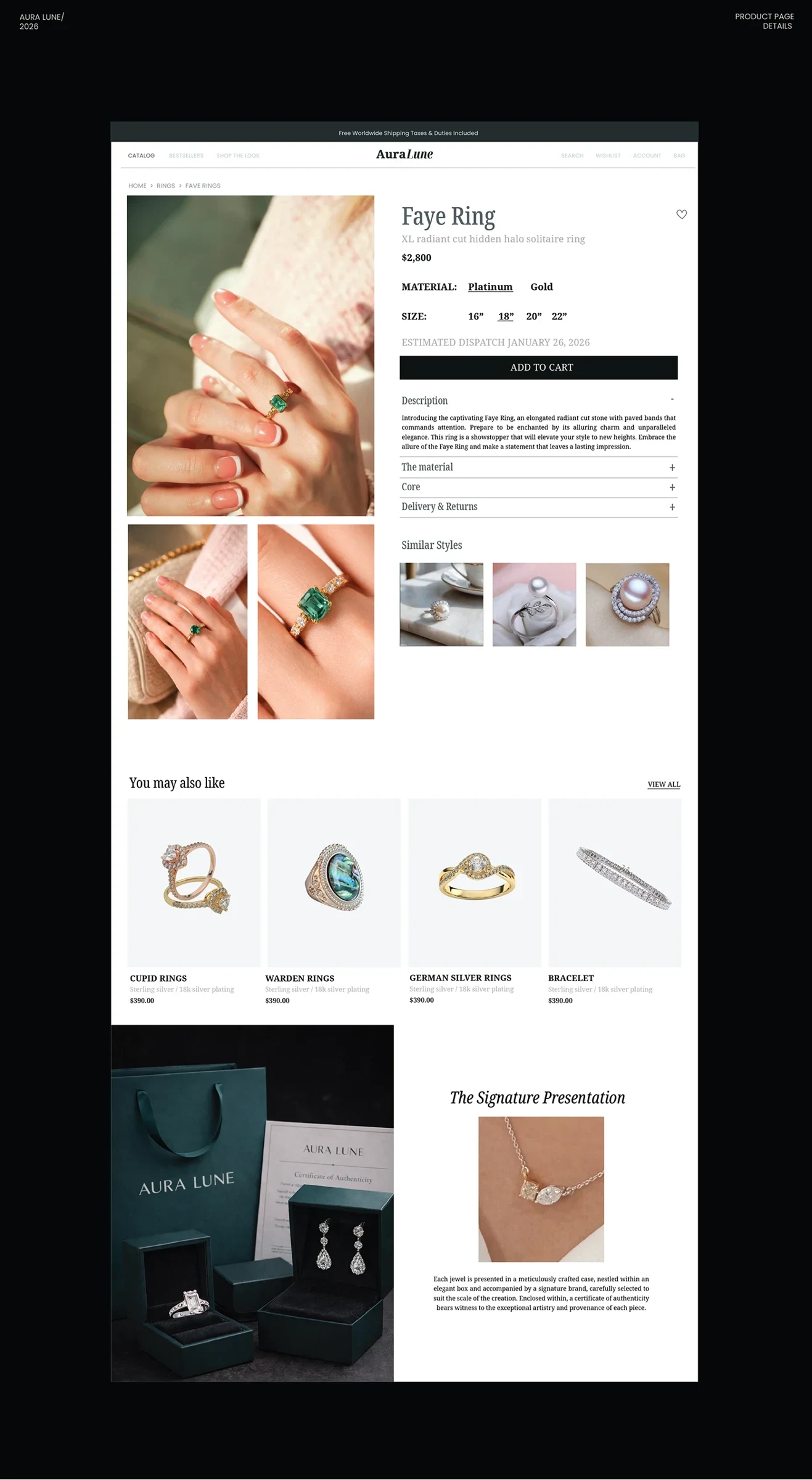 Aura Lune website design presentation 4