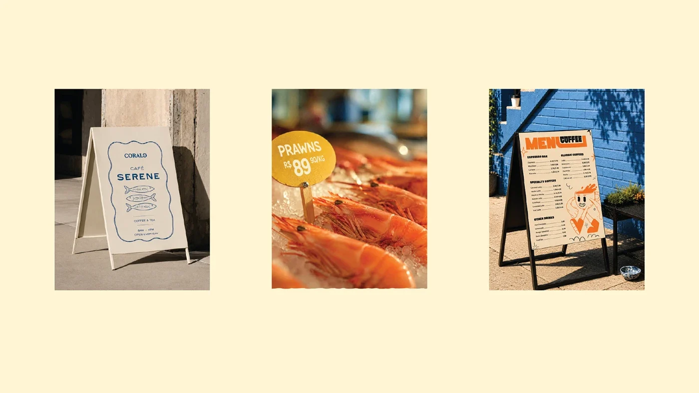 CORALO — menu and signage presentation