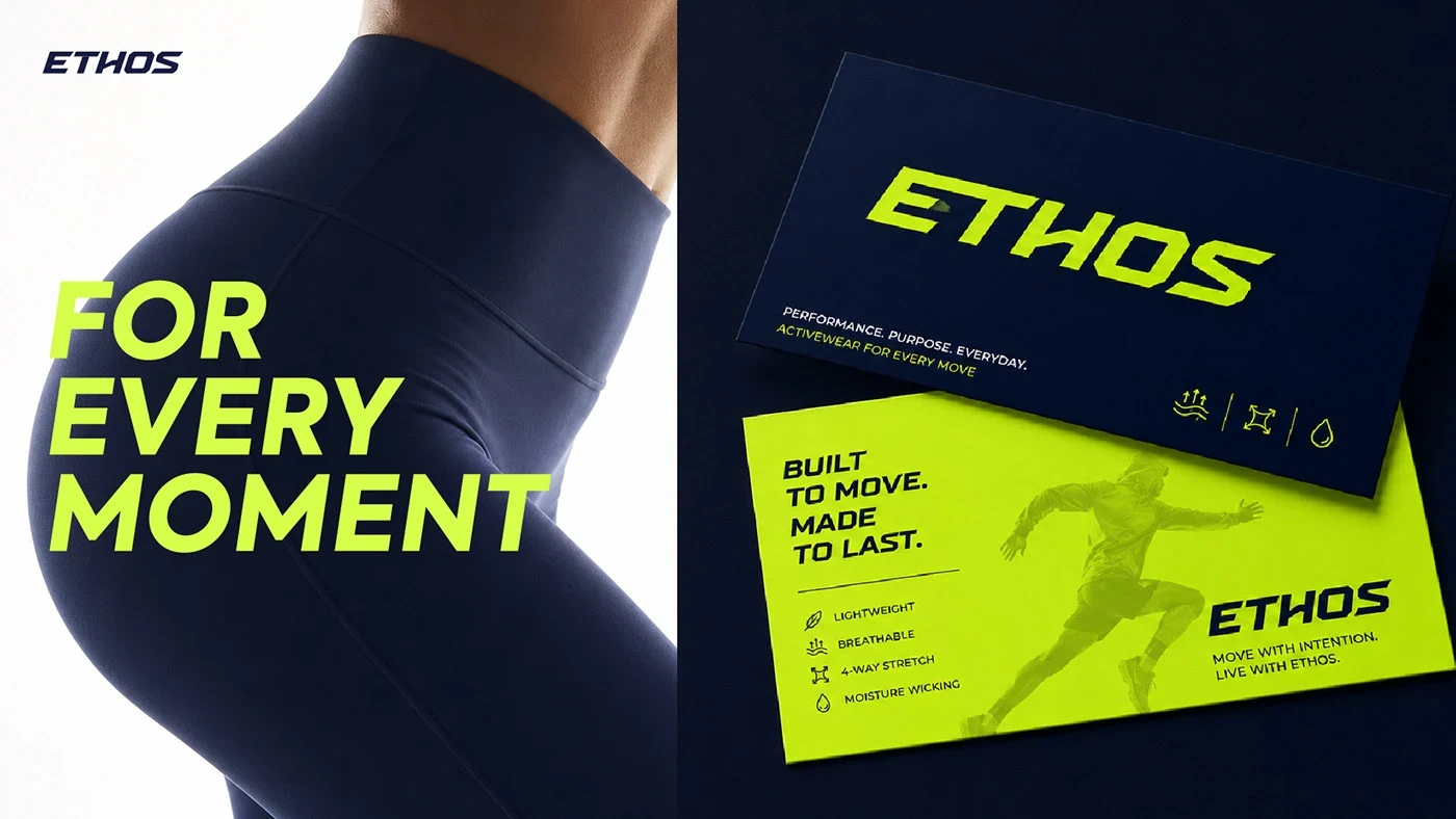 Ethos Activewear brand identity presentation 3