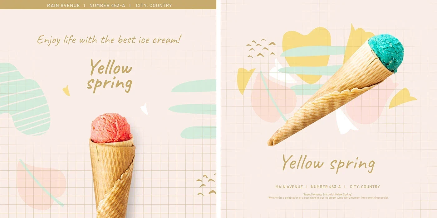 Yellow Spring Ice Cream social media design presentation 2
