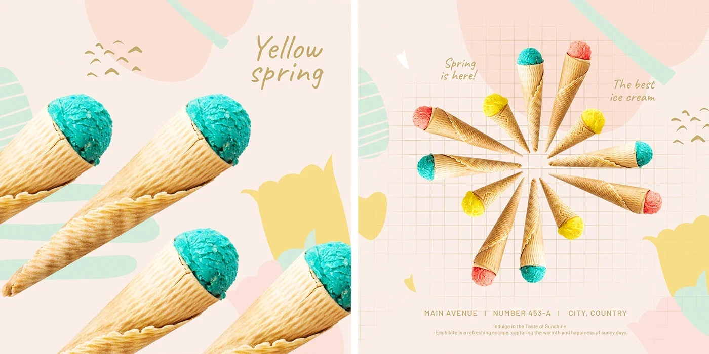 Yellow Spring Ice Cream social media design presentation 3