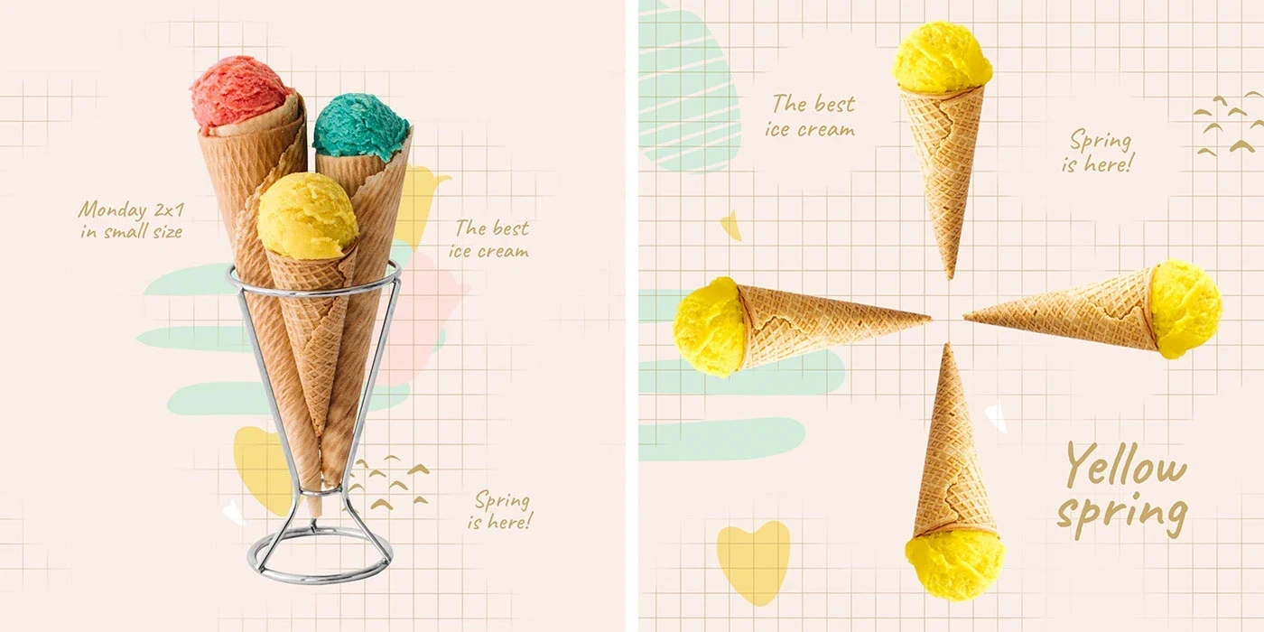 Yellow Spring Ice Cream social media design presentation 4